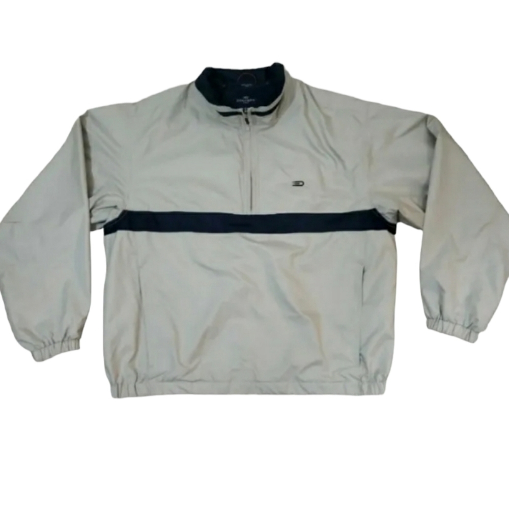 DOCKERS~Men's Size XL~Beige/Black Stain Defender Golf WINDBREAKER ⛳